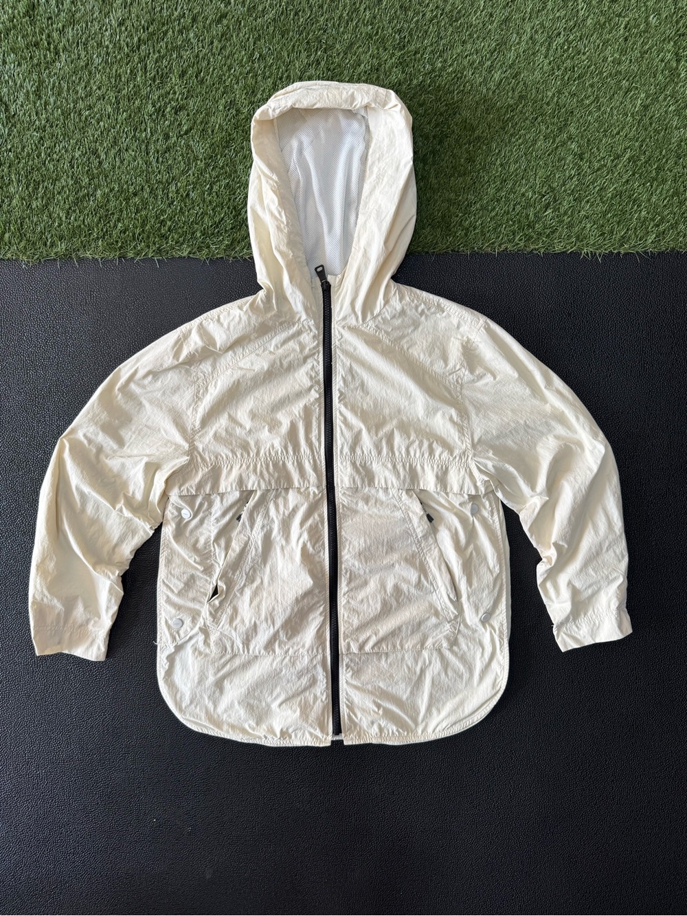 Zara White Hooded Windbreaker Jacket